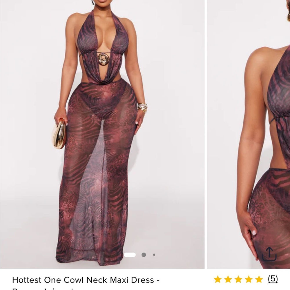 Fashion Nova Burgundy Maxi Dress